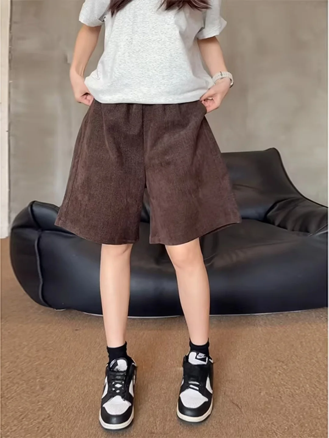 

Khaki Waed Denim ort Pants Men's Summer American Sle Straight Leg Heavyweight Hardwearing Four-Five Split Pants