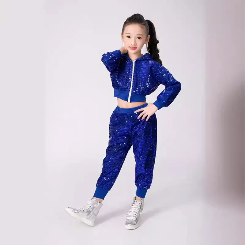 Children's modern dance costume sequins male and female cheerleaders performance costume jazz dance costume hip hop suit