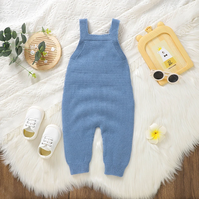 Baby Romper Solid Knitted Infant Girls Newborn Boys Jumpsuit Sleeveless Summer Toddler Kid Sling Clothes 0-18M Overalls Playsuit