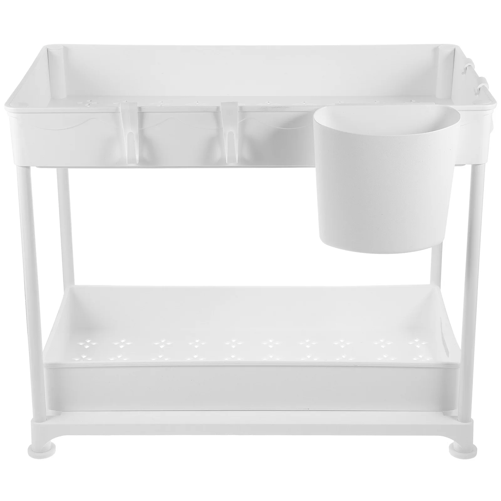 Double Layer Kitchen Cabinet Organizer Retractable Under Counter Shelf for Spice Bottles and Kitchen Supplies Telescoping Sink