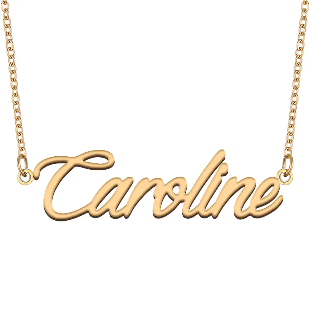 

Caroline Name Necklace for Women Stainless Steel Jewelry Gold Color Nameplate Pendants Collares Para Mujer Letters Choker