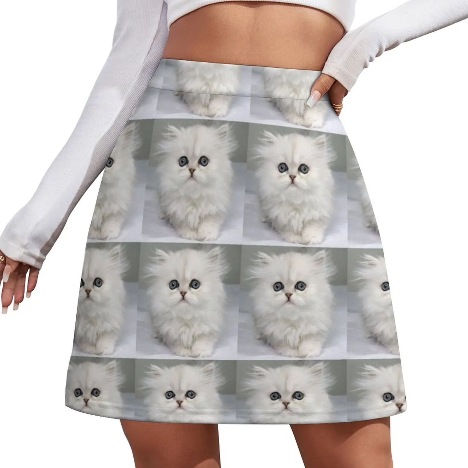 

White Kitty Cat Mini Skirt Women's summer dress womans clothing shorts Skirt for girls