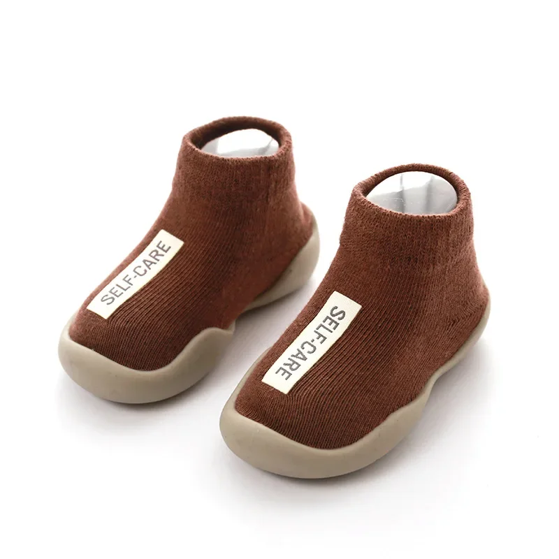 

New Baby Socks Shoes Toddler First Walking Falt Shoes Soft Rubber Anti-Slip Barefoot Casual Boys Girls Knitted Learning Shoes