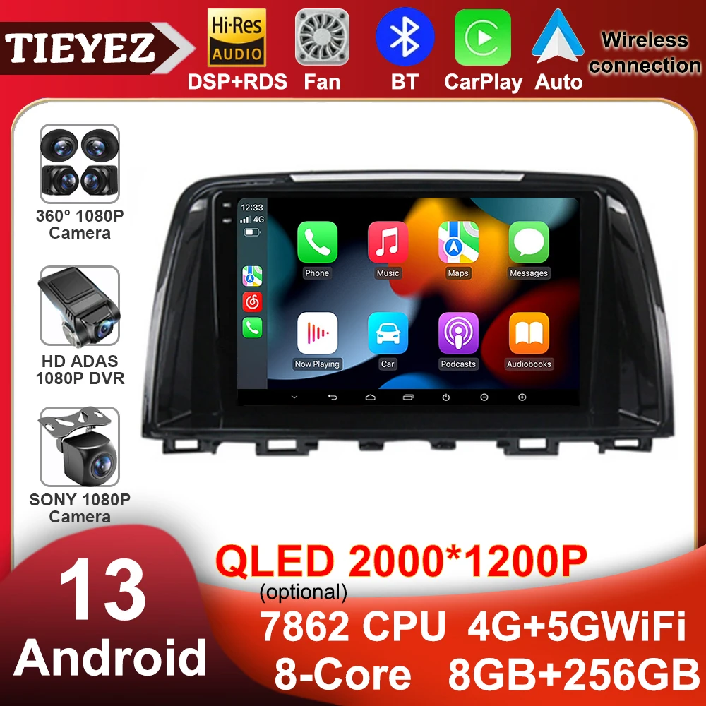 

Android 13 8Core Car Radio Multimedia Video Player Navigation GPS For Mazda 6 Ⅲ GL GJ 2012 - 2017 Head Unit 4G QLED Screen DSP