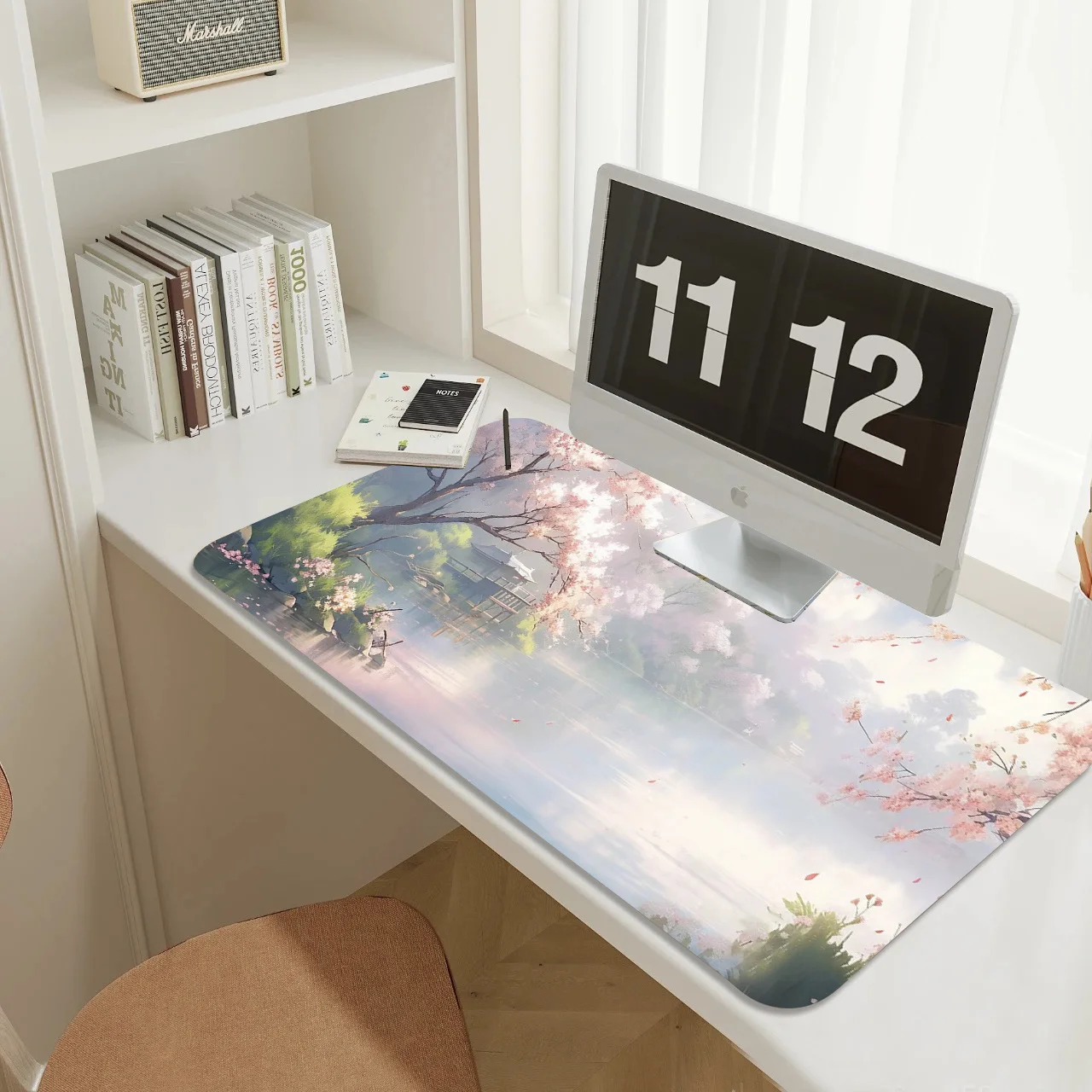 Tappetino per mouse oversize con paesaggi sul lato del lago in stile giapponese, tappetino per tastiera per computer XXL, tappetino da scrivania in gomma antiscivolo, adatto per l'uso in ufficio