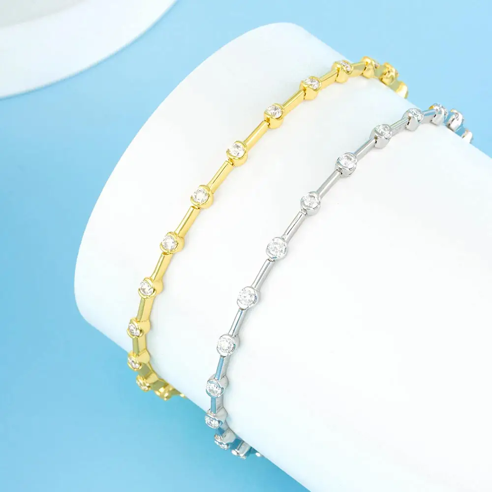 

2.5MM Round Brilliant Cut Luxurious 925 Sterling Silver Moissan diamond bracelet women high-end jewelry gift for your girlfriend