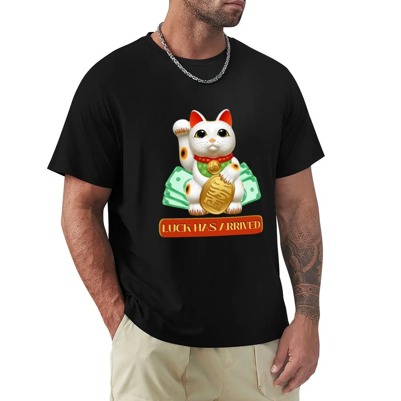 

Luck has arrived T-Shirt Sports Casual Short Sleeve Cotton Tee