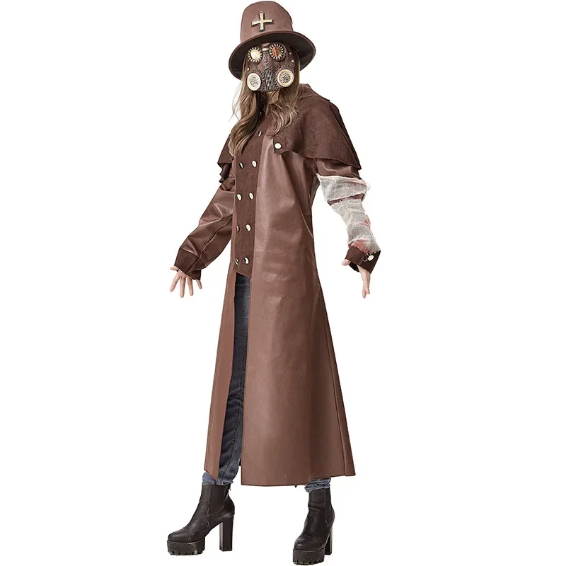 Costume de Médecin de la Pandémie avec Masque Steam Punk, Déguisement d'Halloween avec Bec d'Église pour Homme et Femme Adulte