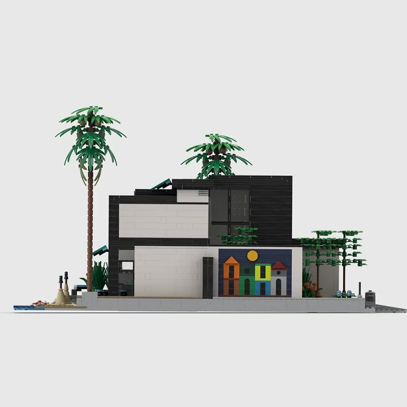 Moc Bouwstenen Strand Villa Vakantie Thuis Technologie Modulaire Bakstenen Model Geschenken Kerst Speelgoed DIY Sets Montage