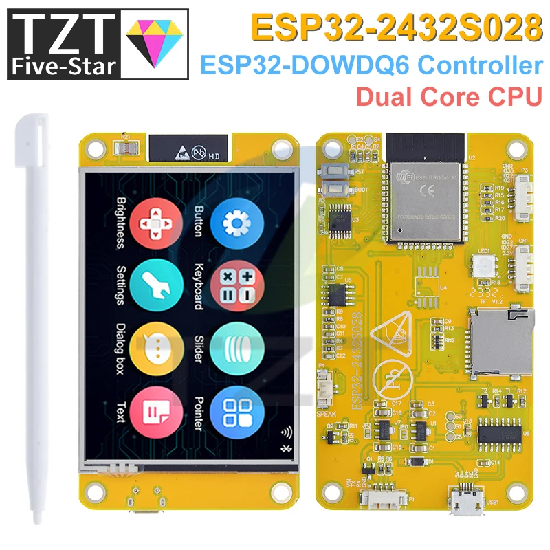 TZT ESP32 LVGL WIFI&Bluetooth Development Board 2.8 inch LCD TFT Module 240*320 Smart Display Screen With Touch WROOM