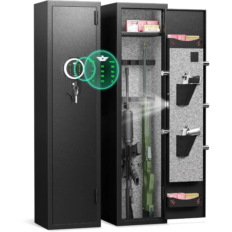 

2 Rifle Gun Safe Gun Safes for Home Rifle and Pistols Quick Access Gun Cabinets with LED Light Rifle Safe with Adjustable Gun R