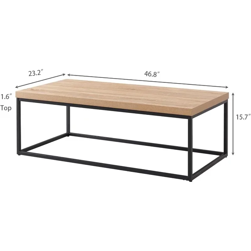 Natural Oak Coffee Table for Living Room, 47