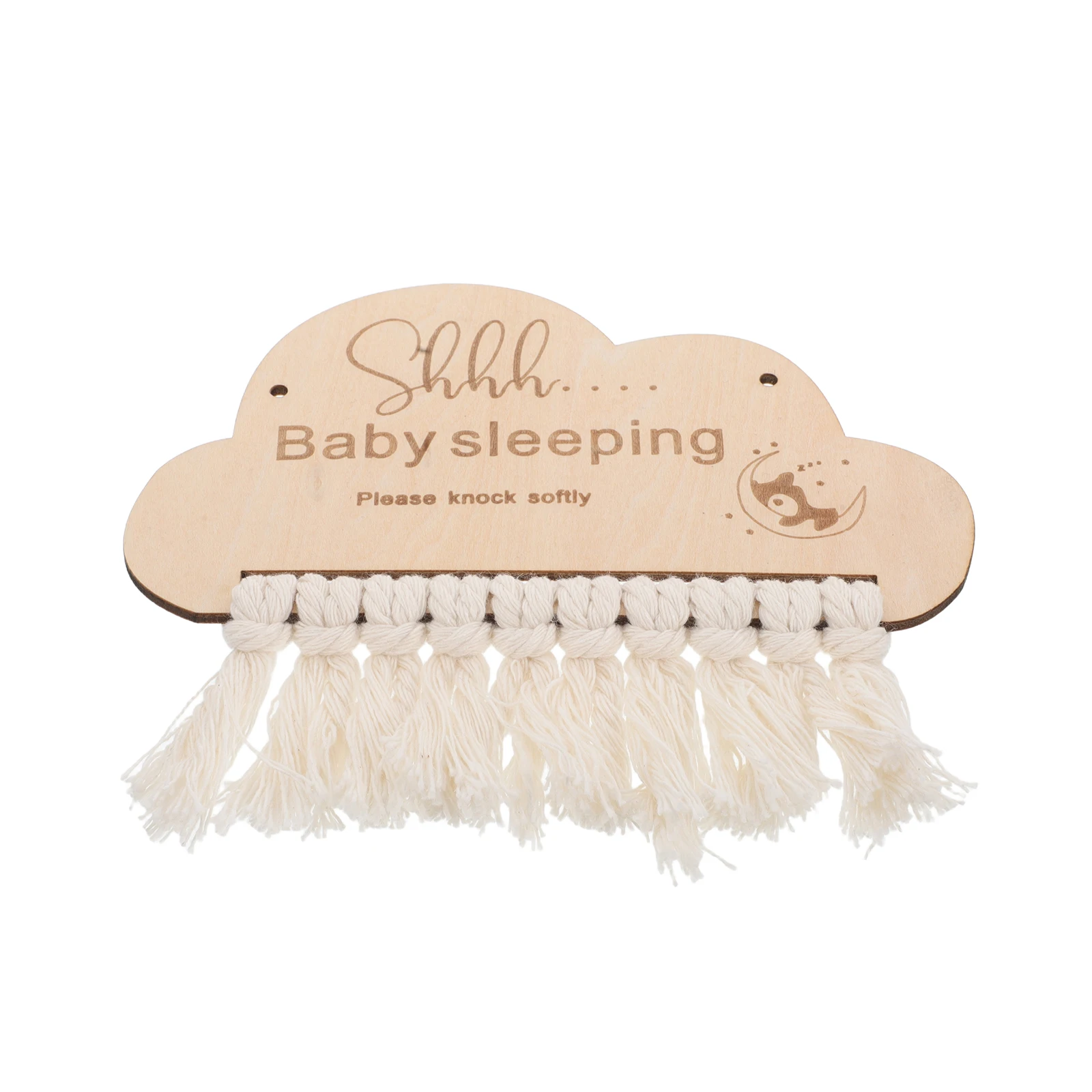 

Wooden Baby Sleeping Sign Beautiful Tassel Nursery Door Hanging Plaque Front Door Sleep Reminder Baby Sleeping Sign