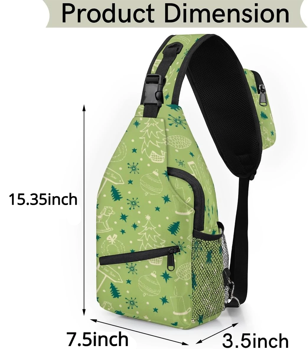 Borsa a tracolla verde chiaro Alberi di Natale Zaino a tracolla Zaino casual da viaggio Zaino da viaggio Zaino carino Casual