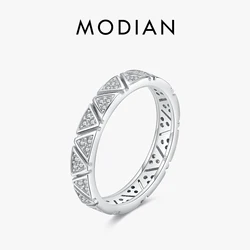 MODIAN 925 Sterling Silver Rings For Women Fashion Triangle Eternity Bands Rings Romantic Wedding Statement Jewelry With Box