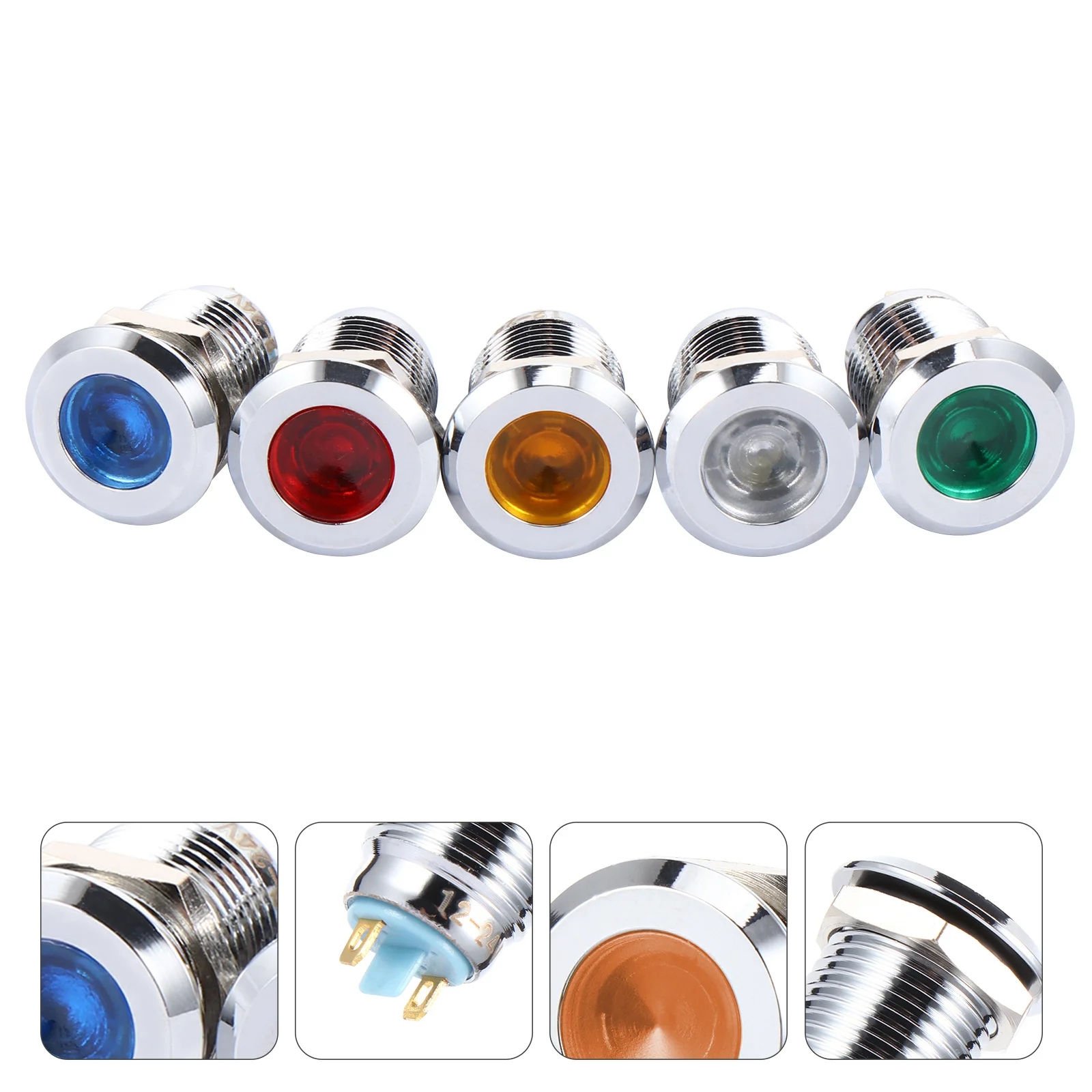 

5Pcs Metal Indicator Light Signal Lamp for Car Dash Durable 12V 24V Directional Warning Lamp Indicator Light