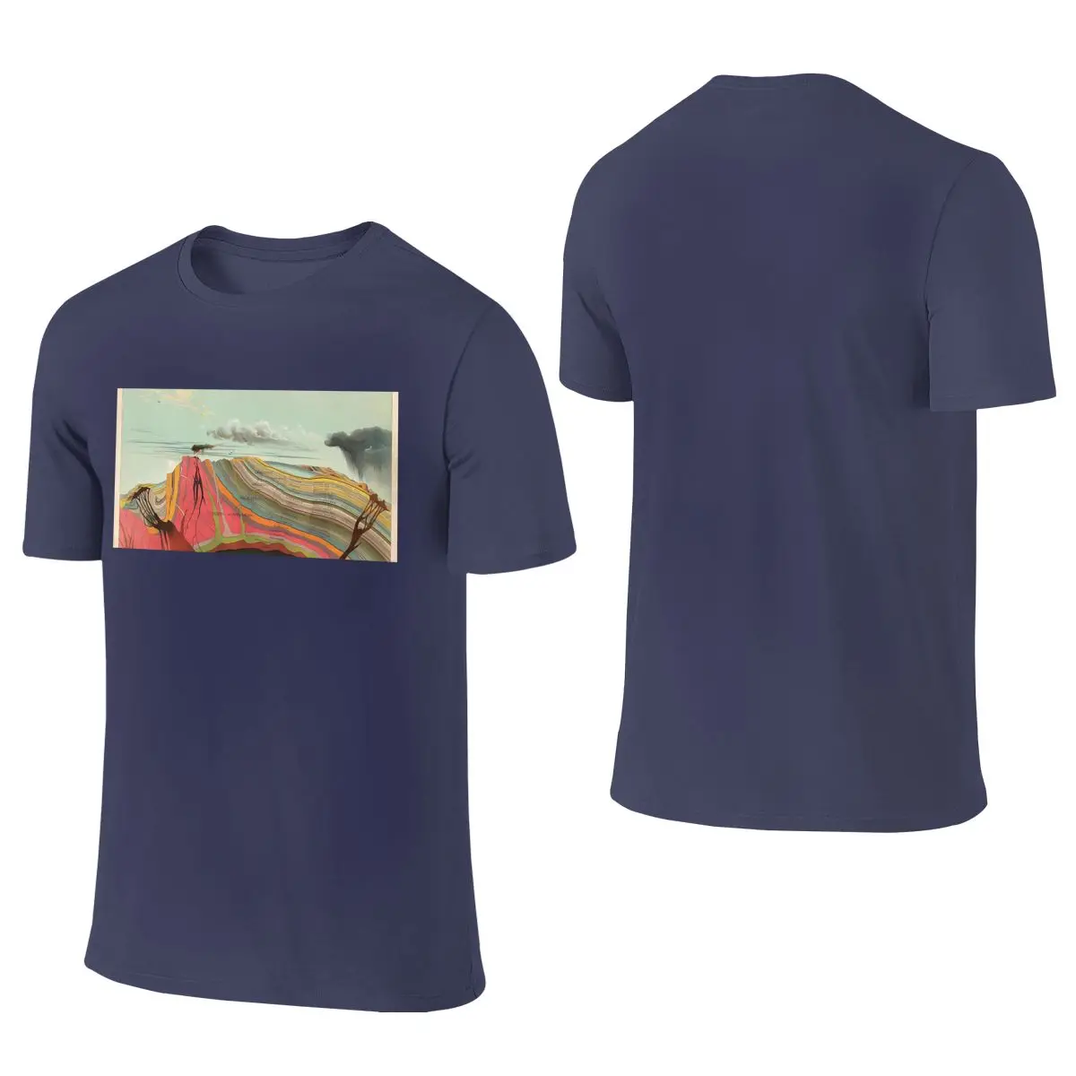 Geological Time Chart 1893 By Levi Yaggy Retro Hong Kong Style Reversible T-shirt Retro Casual   Short Sleeve