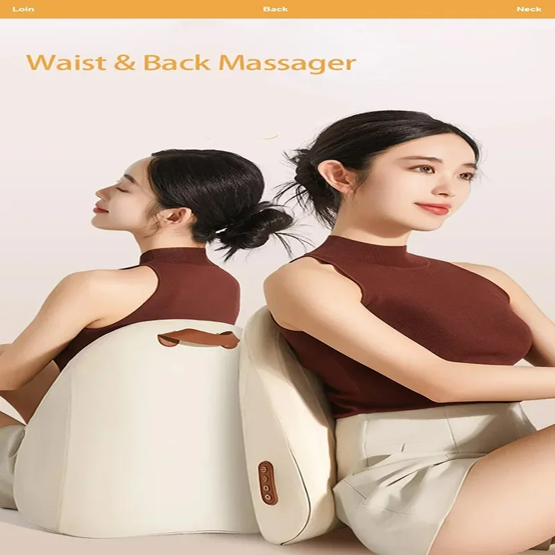 Electric Back Massager with Heat Kneading Shiatsu Deep Tissue Massage for Neck Lower Back Waist Fatigue Relief Rechargeable Use