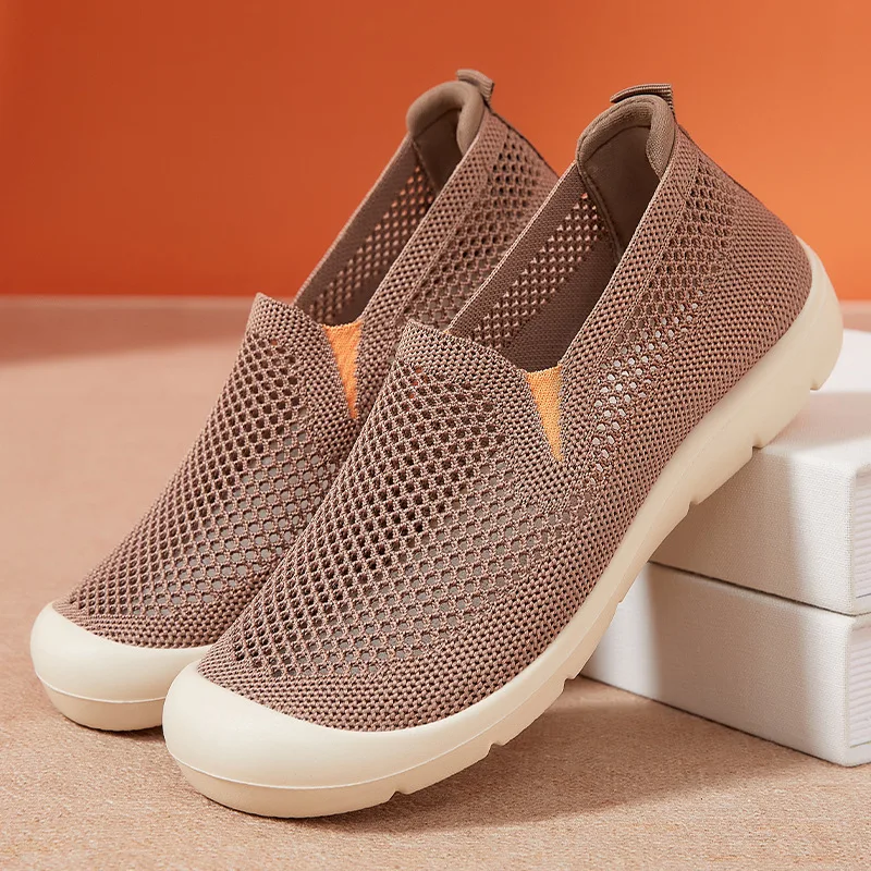Women Men Walking Fitness Mesh Weave Slip-On Light Loafer Summer Sports Shoes Outdoor Flats Breathable Sneakers