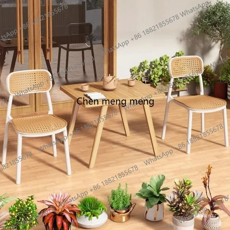 Sillón de Maquillaje, Silla de Comedor Estilo Italiano, Lujosa Silla de Comedor Móvil de Ratán Negro con Cojines, Muebles de Comedor y Cocina