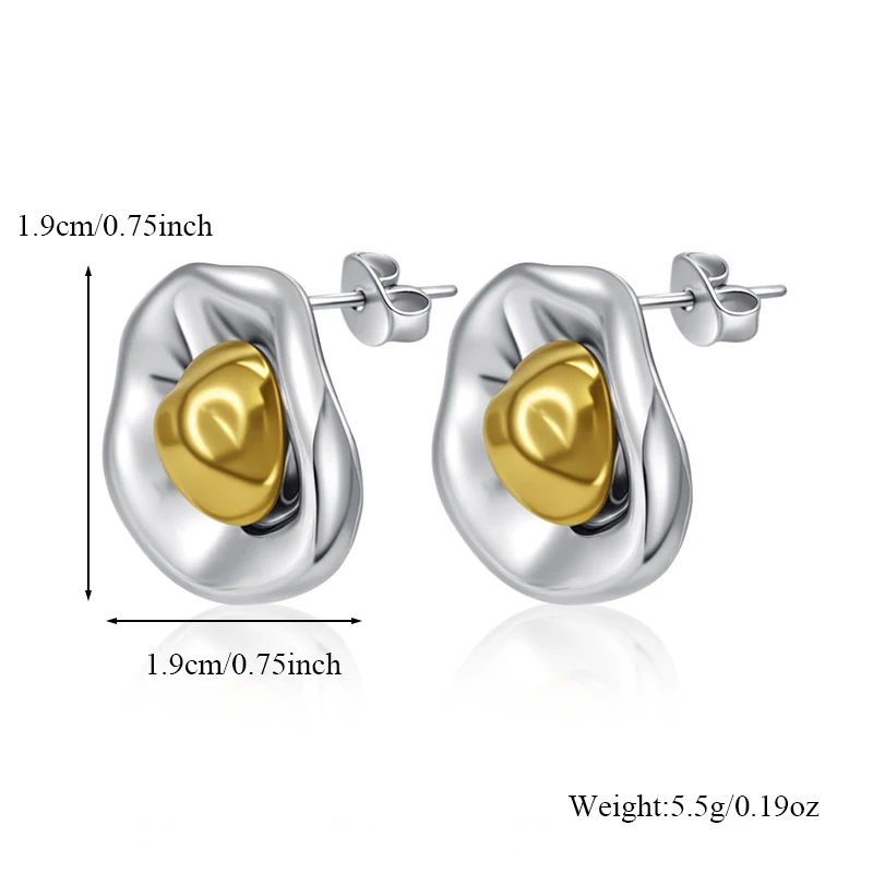 GANPUP 316L Edelstahl, stilvolle, einzigartige ovale Tropfenohrringe, kreatives Metall, goldfarben, wasserdicht, Ohrstecker, Schmuck für Frauen – Detail 8