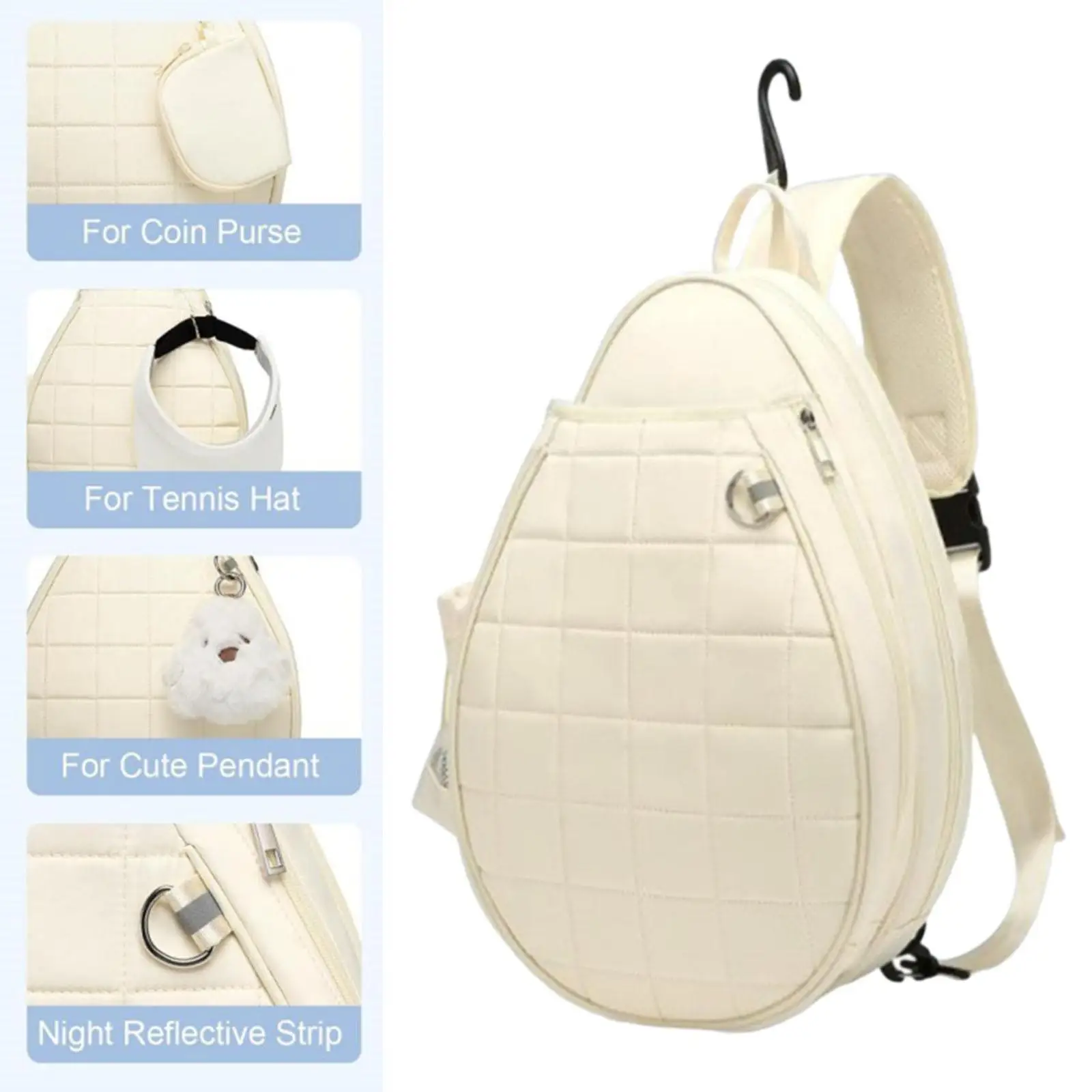 

Tennis Bag for Men Women with Water Bottle Holder Sports Beginners Sling Bag