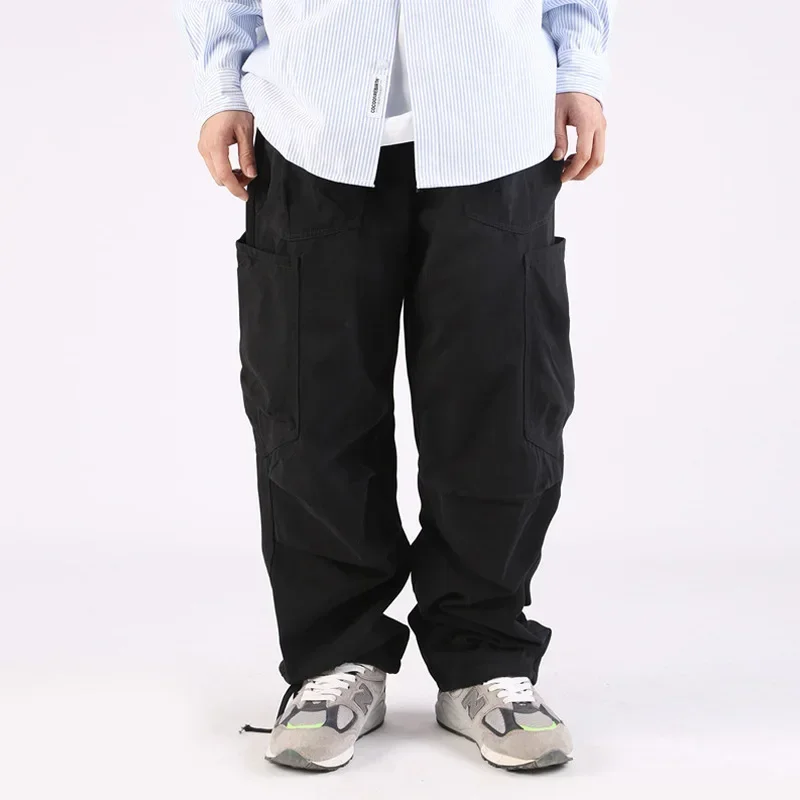 Men Japanese Amikaki Fashion Streetwear Multi Pocket Loose Casual Vintage Cargo Pants Women Baggy Trousers Jogger Sweatpants