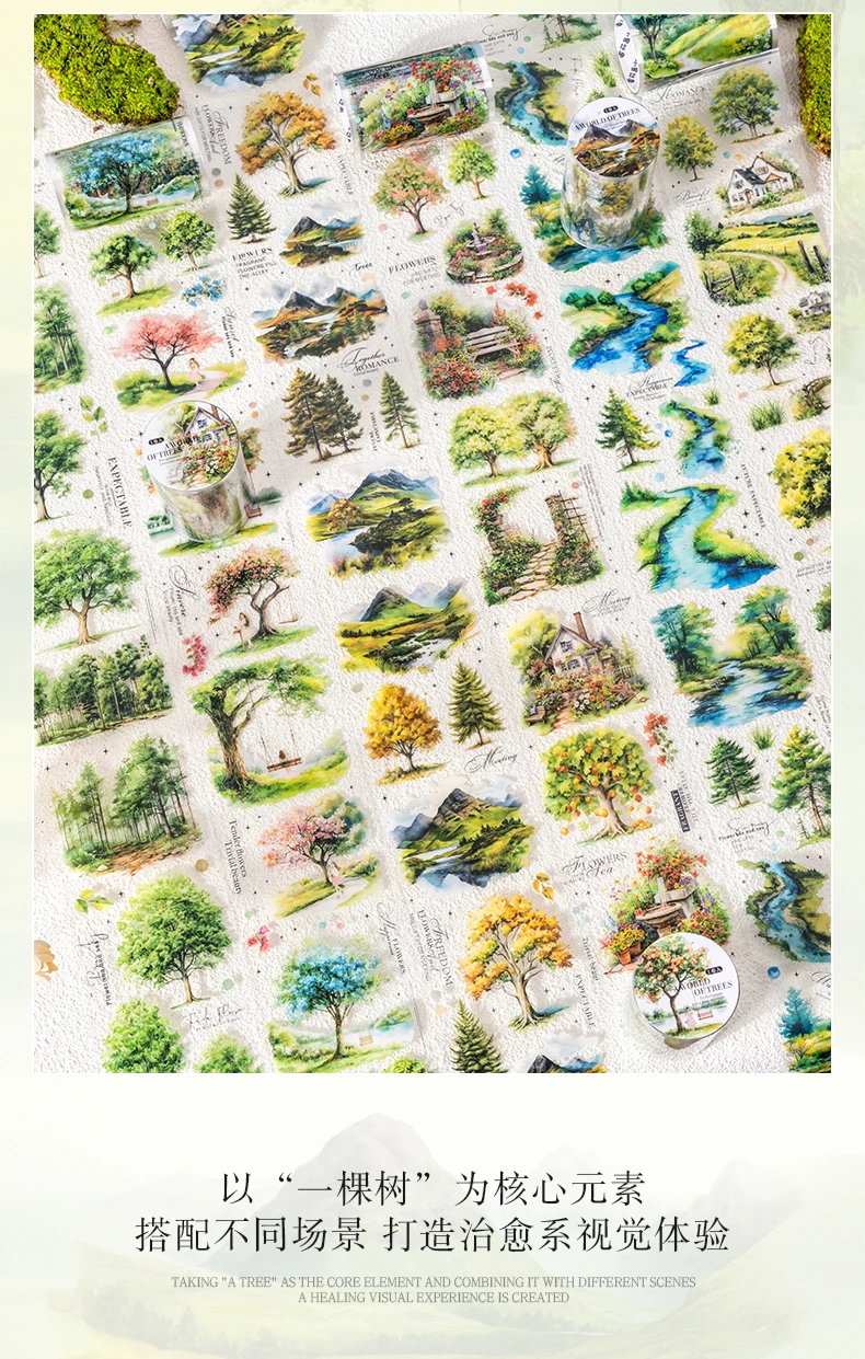 1 Rolle The Tree Scenery Series Tapes Scrapbooking-Aufkleber, perfekt für Collage Journaling Craft Diy Supplies – Detail 3