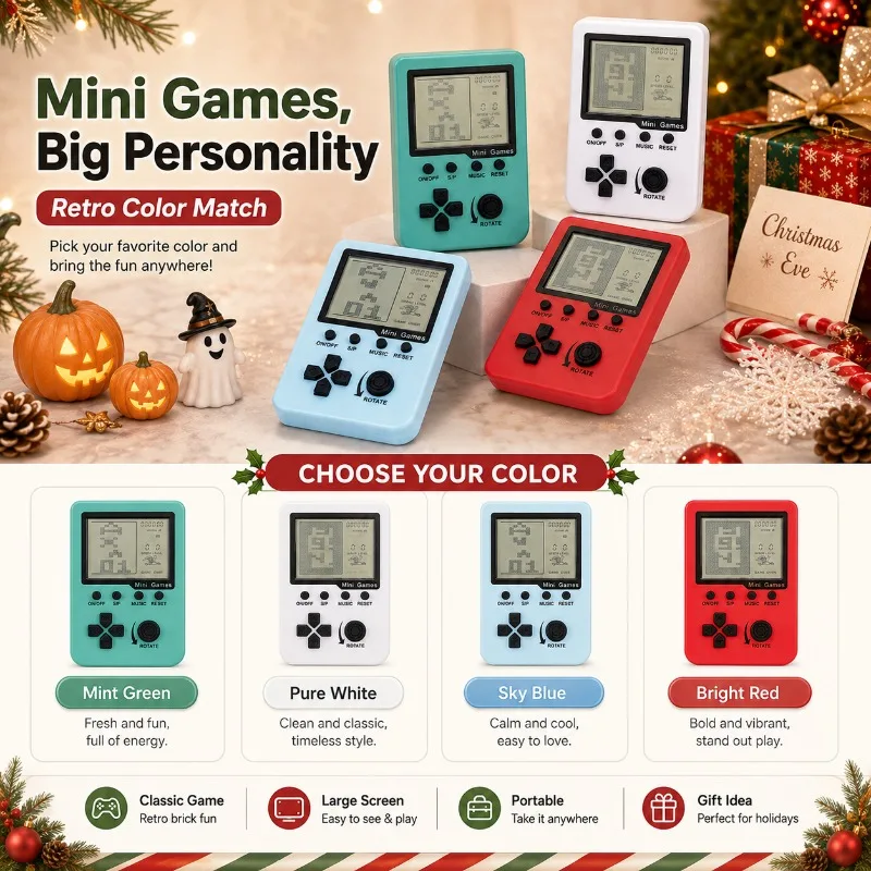 Portable Classic Tetris Mini Game Console 3.5 Inch Large Display Retro Hand‑held Video Game Playing Device