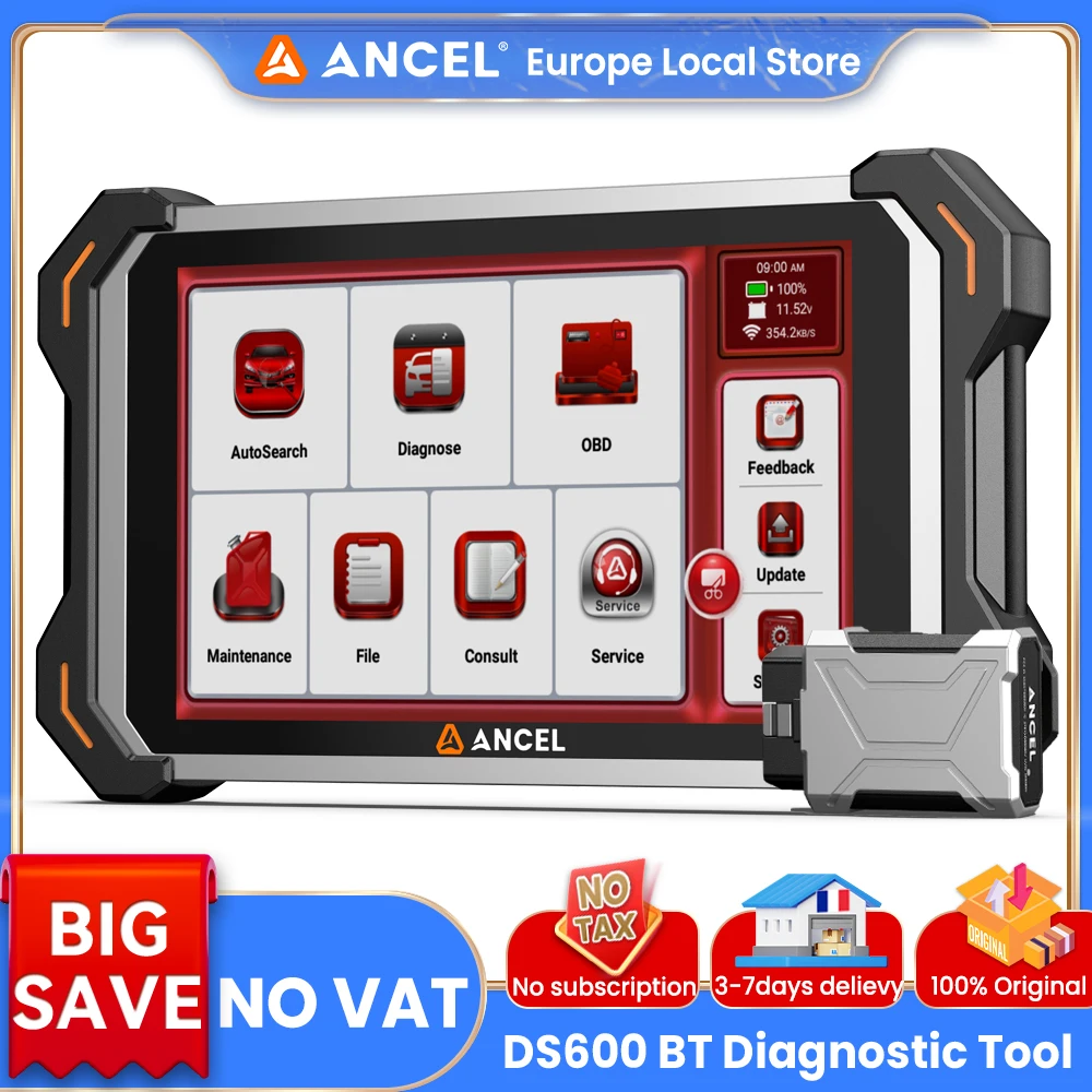 ANCEL DS600 BT OBD2 Scanner de voiture outil de Diagnostic complet du système avec plus de 34 réinitialisations codage ECU Test actif CANFD DOIP FCA SGW AutoAuth