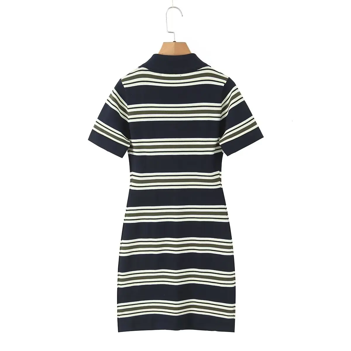 Dave & Di Nordic Minimalist Retroลายแขนสั้นชุดโปโลคอตรงยาวเสื้อยืดชุดผู้หญิงมินิเดรสVesti