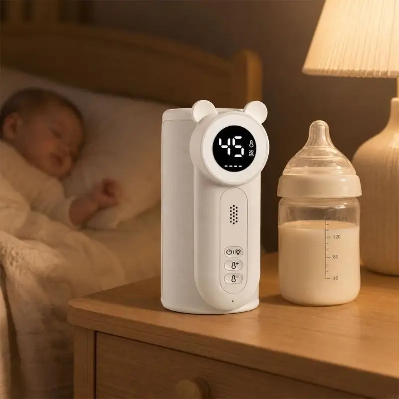 Digital Bottle Warming Sleeve for Infants with Rechargeable Power, Button Control, and Portable Night Feeding Support A2UB