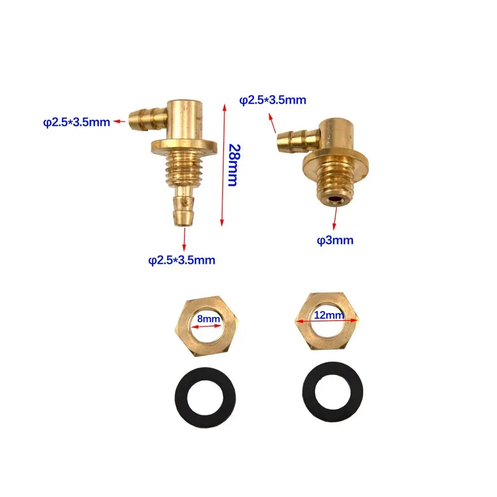 1Pair 2.5*3.5MM Transparent Fuel Tank Metal Accessories Oil Inlet Outlet  Nozzle Kit Replacement Part for RC Aircraft