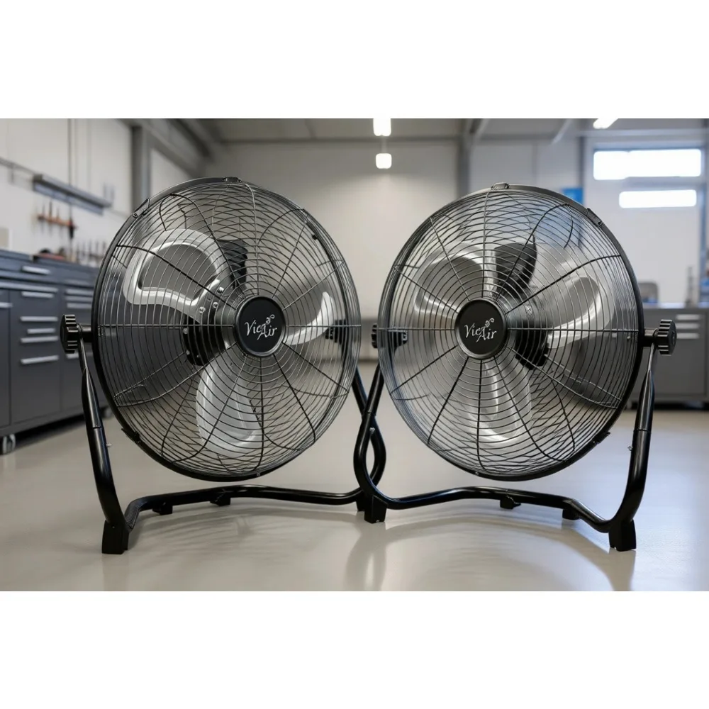 

20-дюймовый промышленный напольный вентилятор с регулируемым наклоном, 3 скорости, металлический, черный, электрический, комплект из 2 штук