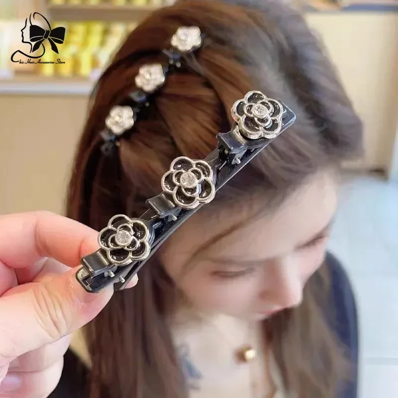 Double Layer Hair Weaving Magic Tool Bangs Hair Clip with Makeup Style Clip on The Side Girl Hair Accessoires  Bows