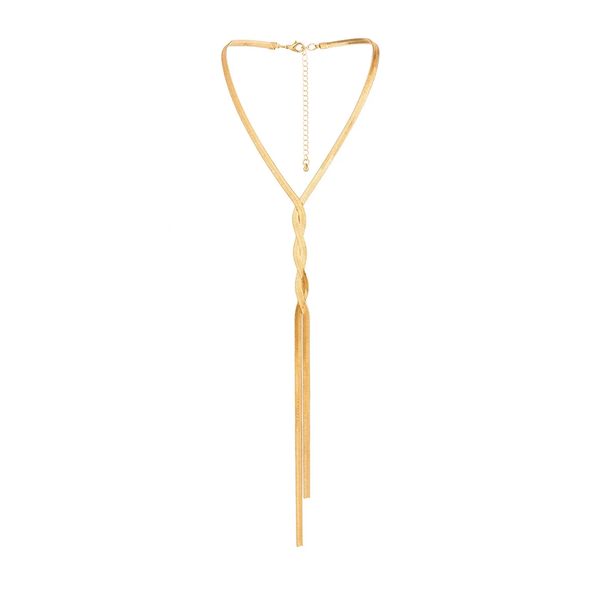

Simple Long Snake Bone Chain Necklace Cold Style Plain Chain Tassel Necklace