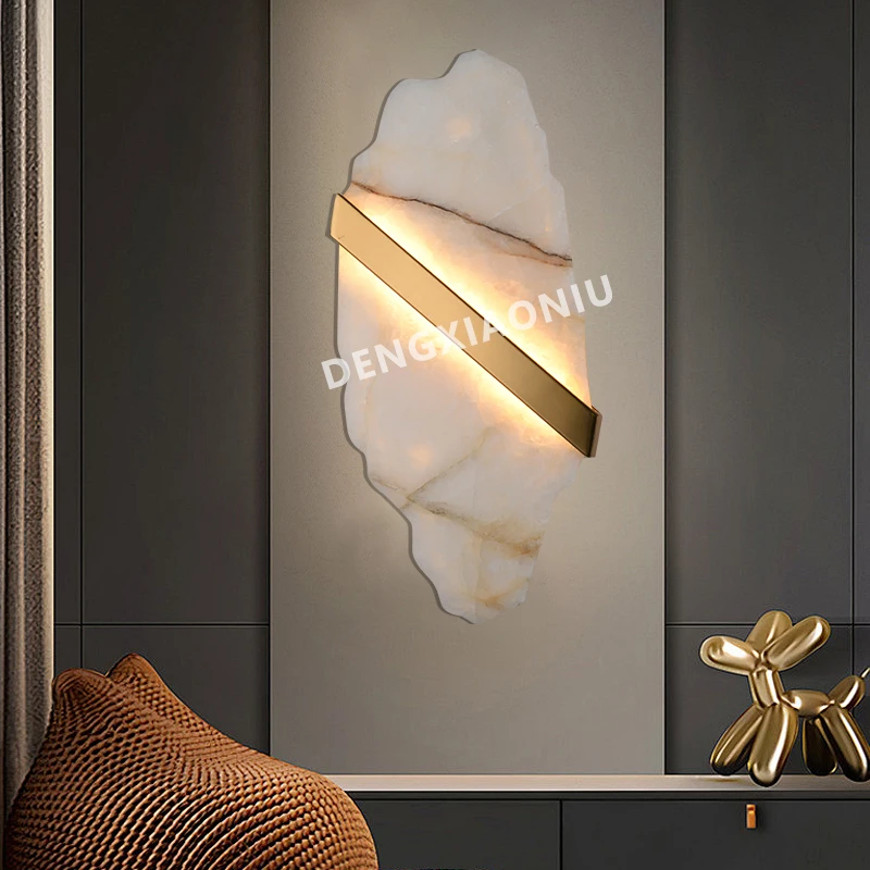 Luxury LED Wall Lamp Minimalist Spanish Natural Marble Wall Lamp Living Room Aisle Dinning Room Bedroom Decorative Wall Light