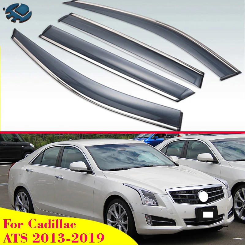 For Cadillac ATS 2013-2019 Plastic Car Window Visors Rain Sun Visor Shield Cove Accessories 4PCS 2014 2015 2016 2017