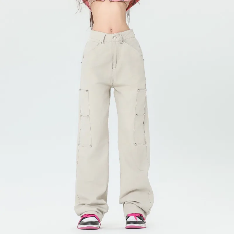 OR FL American Cleanfit Simple A Sense Of Sophistication Wide Leg 100 Cotton Women Cargo Trousers Women's Slacks Y2k Pants
