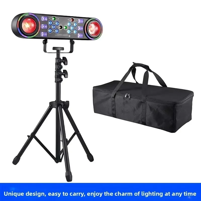 Lumières DJ 80W avec support, 7 en 1, lumières de fête DJ, lumières disco, activées par le son, DMX avec boule rotative, stroboscope, effets colorés