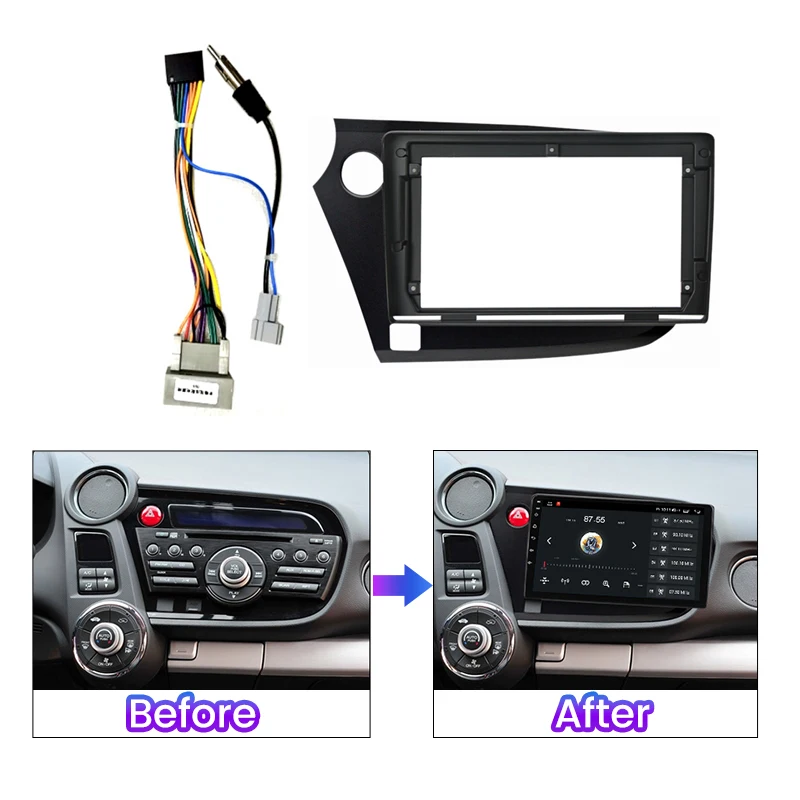 NaviFly Car Radio Stereo 2din dvd player Fascia Frame for Honda Insight 2009 2010 2011 2012 2013 2014 Panel Frame Trim Panel Kit