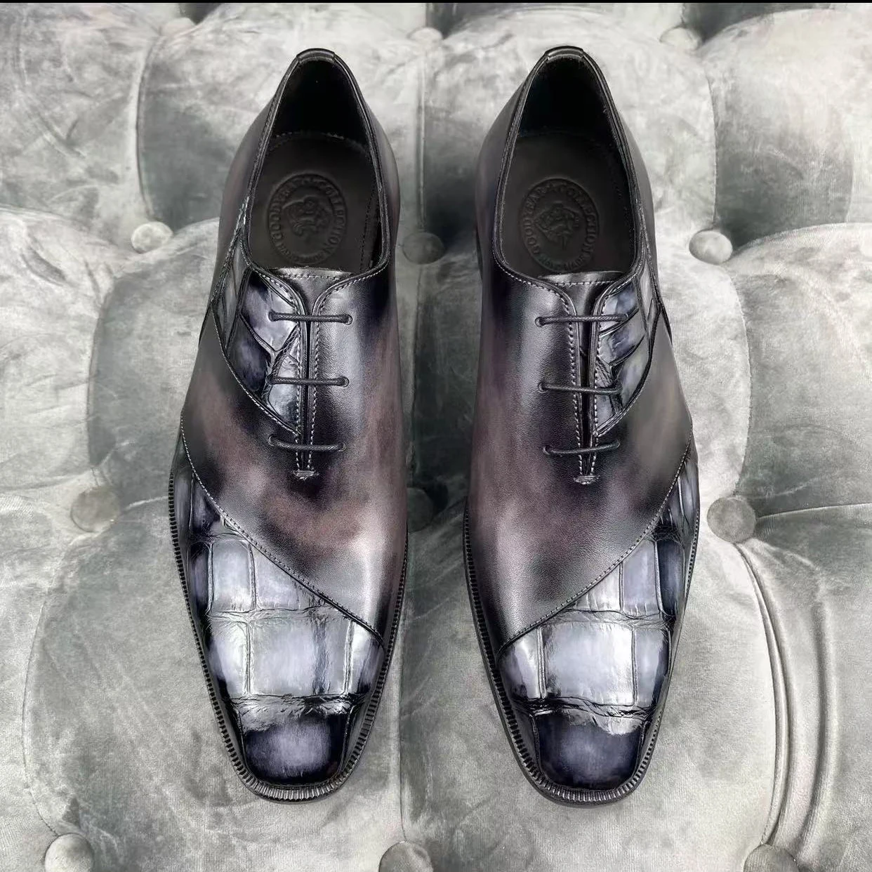 chue new men dress shoes male formal shoes leather  shoes brush color