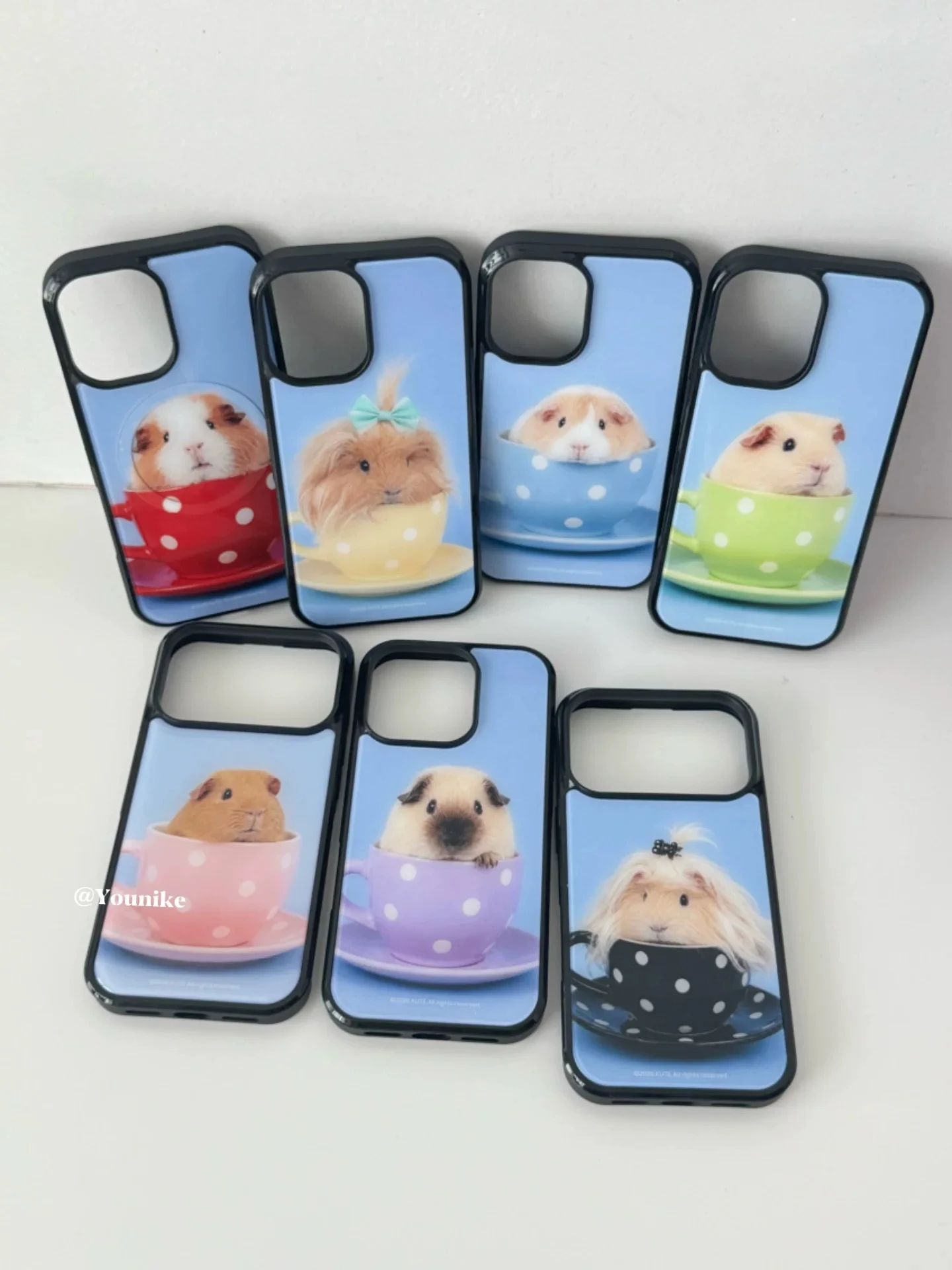 Coque de téléphone kawaii coréenne avec motif de cochon d'Inde et tasse à thé pour iPhone 18 ULTRA 17 AIR 16 15 14 13 12 11 Pro Max PLUS, finition brillante