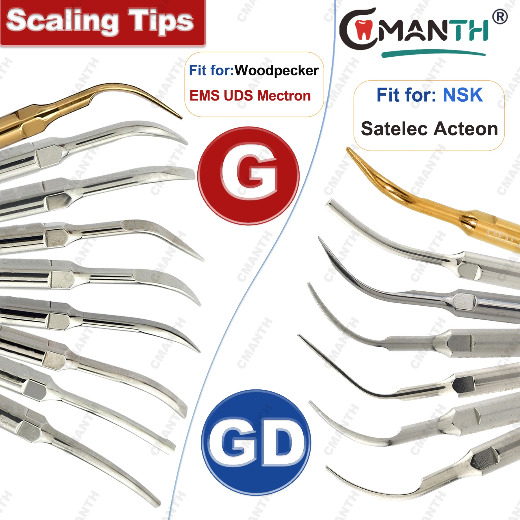 

Наконечник для стоматологического скалера, ультразвуковой наконечник для удаления зубного камня G1-G8 GD1-GD8, подходит для WOODPECKER DTE EMS SATELEC, аксессуары для ультразвукового скалера