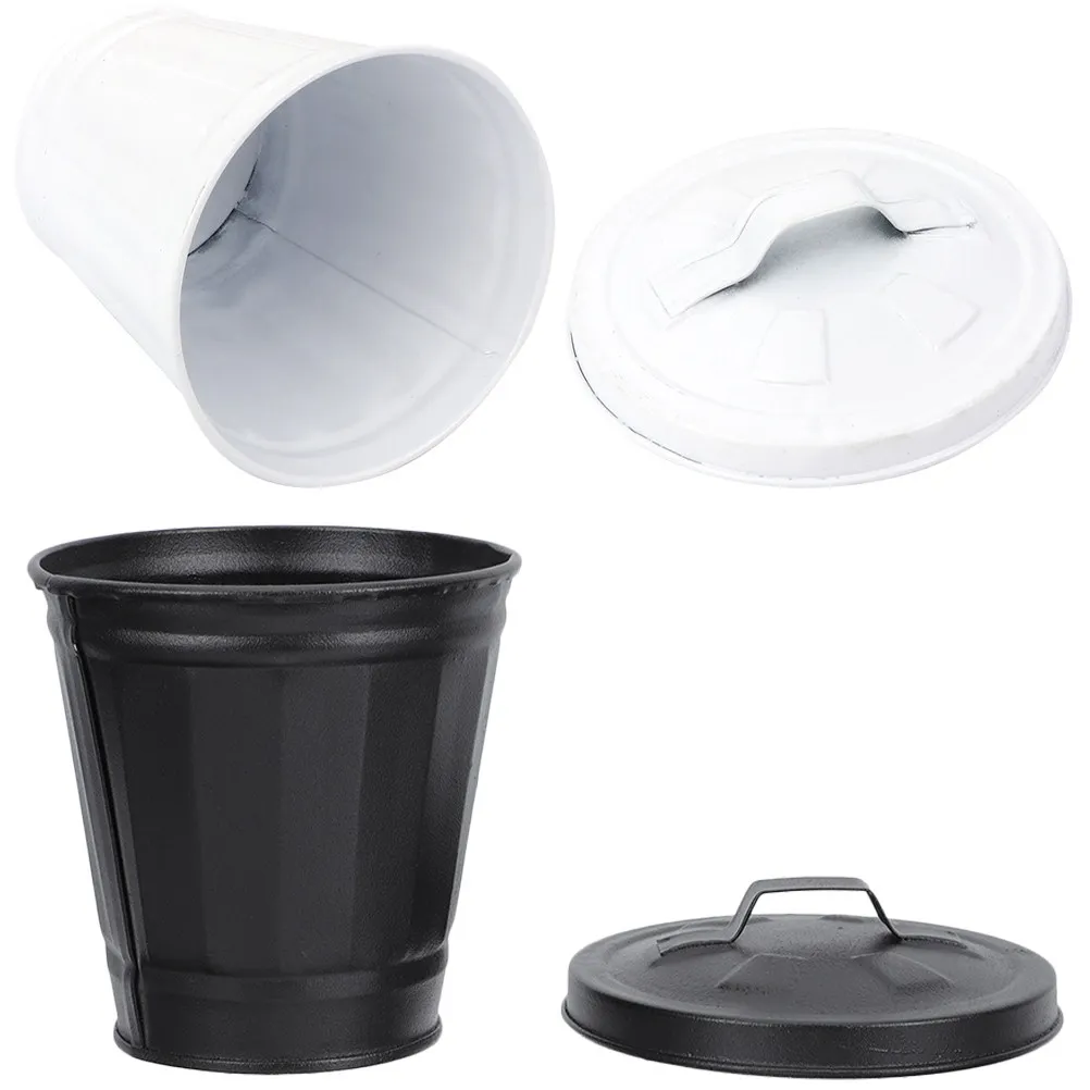 

Набор из 2 мини-урна для мусора из оцинкованного железа, настольная, с крышкой для предотвращения запаха, компактная, экономит место