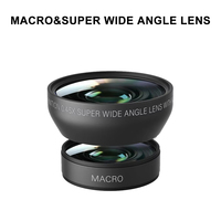 2 in 1 Camera Lens Detachable 0.45x Wide Angle Lens + Macro Lens for AC600 AC610 AC700 Camera