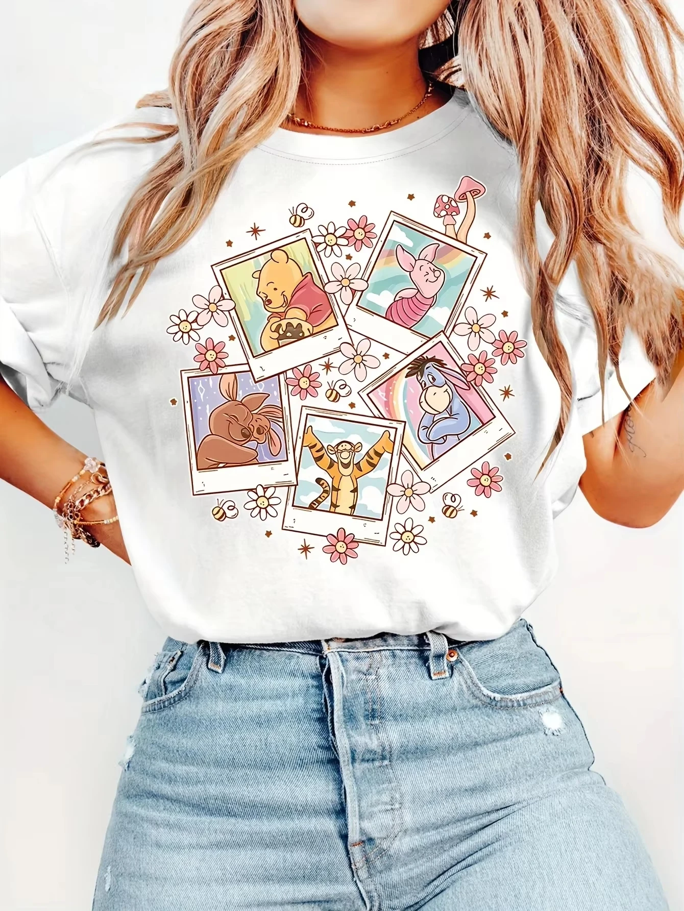 2026 new Adult and children's family edition Winnie-the-Pooh multi-color printed sporty casual comfortable T-shirt
