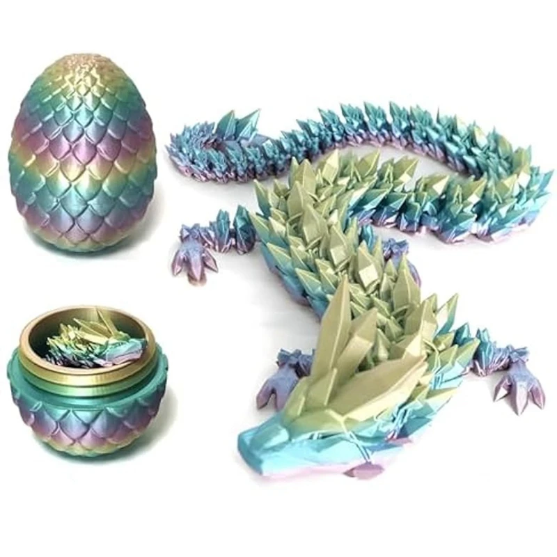 Full Articulated Dragon With Dragon Inside Egg Full Articulated Dragon Crystal Dragon Fidget Toy Colorful Gift For Adults