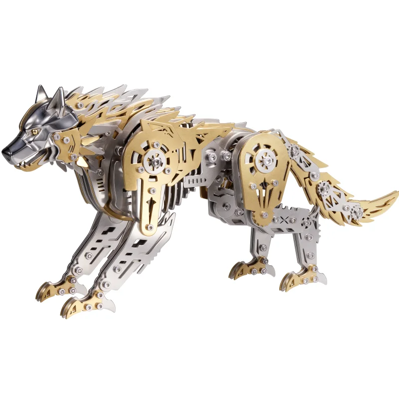 

﻿ Mechanical War Wolf 3D Metal Puzzle Kit, Steampunk Animal Model, DIY Metal Assembly Model Toy Battle Wolf Desktop Display