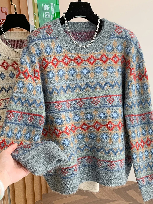 

Retro Color Blo Knitted Soft Sweater Women's Loose Fit Autumn Winter Thiened Lazy Inner Wear Turtlene Long Sve Top